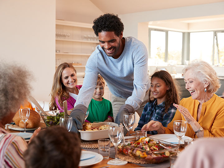 family enjoying food